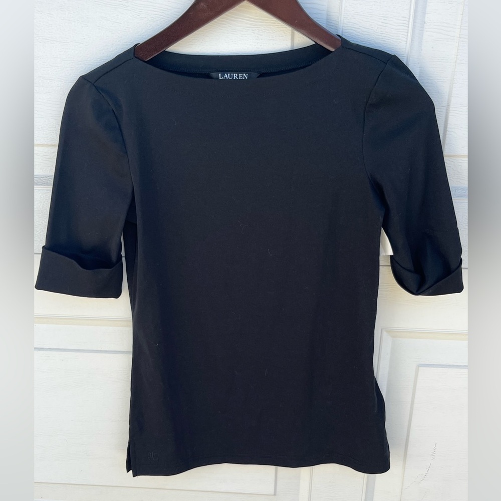 Women Lauren Ralph Lauren black top short sleeves PS